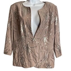 Alex Evenings Womens‎ Sequin Jacket Size 12 Taupe Wedding Formal Occasion Dressy